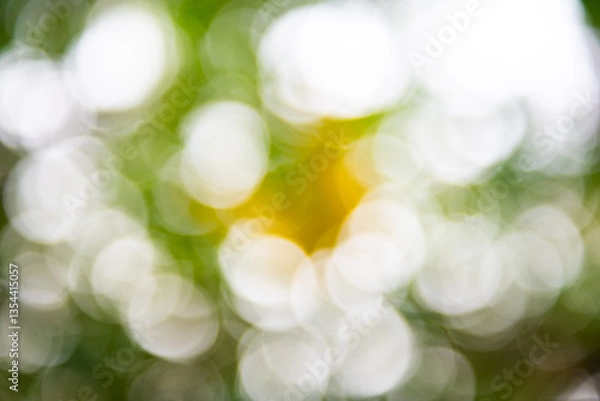 Obraz Soft, blurred background with bokeh effect, featuring green and yellow hues, creating dreamy