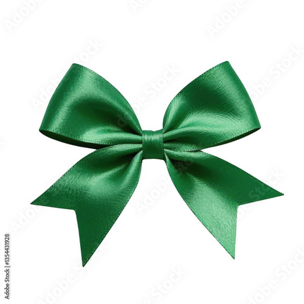Fototapeta A lush emerald satin ribbon, tied in a perfect bow, speaks of elegance and festive cheer against a pristine transparent background.