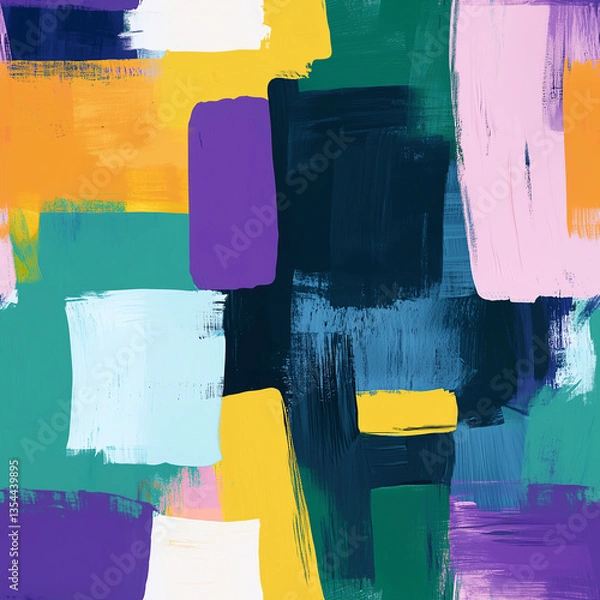 Fototapeta colorful paint brush strokes, seamless pattern