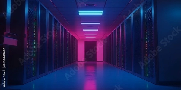 Fototapeta a large black cabinet with glass doors and pink lights