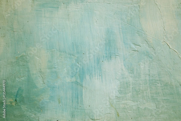 Fototapeta Grunge background green wall whitewash lime plaster