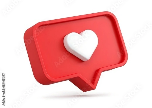 Fototapeta 3d red like notification icon isolated on white background