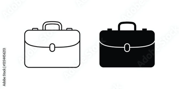 Obraz Minimalist Briefcase Icon Set in Black and Outline Styles for Business Professional Branding Designs