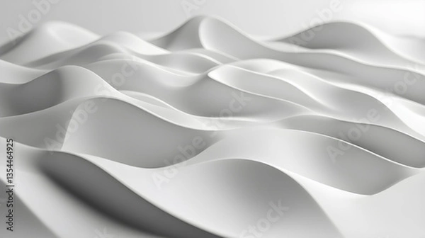 Fototapeta Abstract White Wave Pattern in 3D