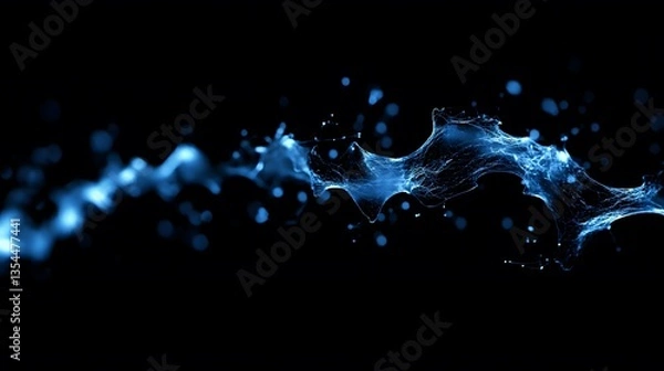 Fototapeta 65. A minimalist abstract wave of blue light in a dark space