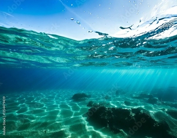 Fototapeta 透明　水　水中からの視点　