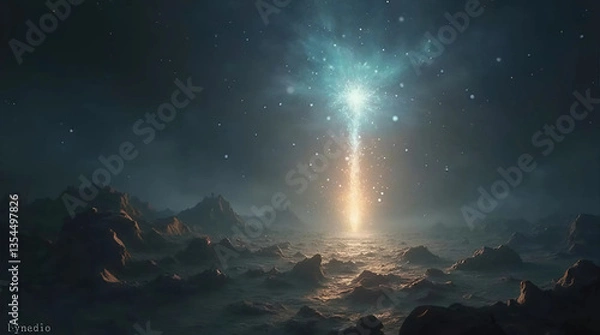 Obraz Boat under Celestial Glow - Generate AI