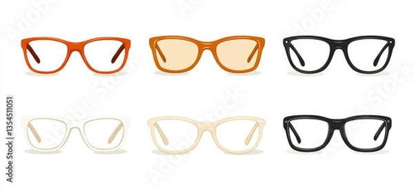 Obraz Glasses frame, plastic frames in colors beige and white on a white background.