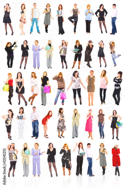 Fototapeta Group of people isolated over white