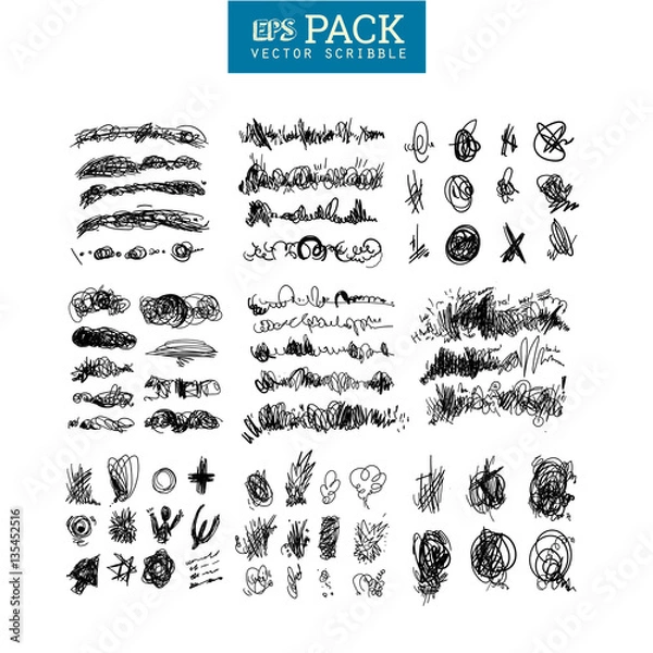 Obraz Pack of scribble elements. You can use it as brush