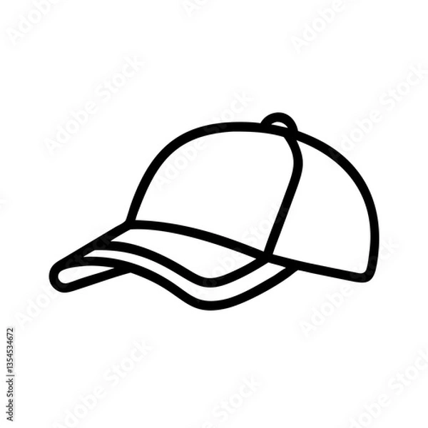Obraz baseball cap outline icon, isolated vector illustration