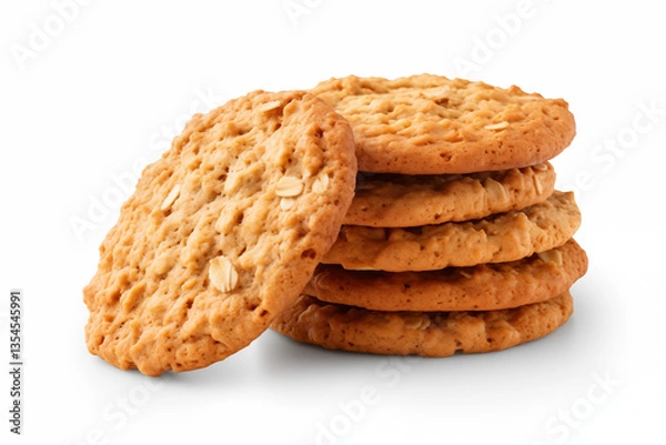 Fototapeta A close up of oatmeal cookies isolated on white background