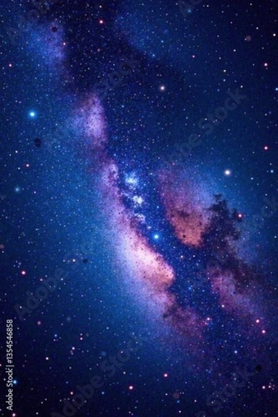 Obraz Vast starry expanse filled with vibrant stars and constellations in shades of blue and purple, celestial, astronomical