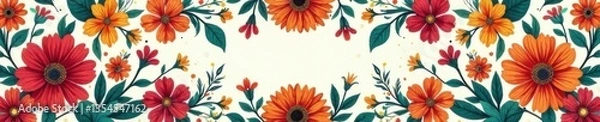 Fototapeta Whimsical floral motifs with intricate details , delicate flower patterns, minimalist design