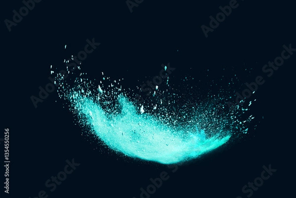 Fototapeta Green powder explosion on black background. Colored cloud. Colorful dust explode. Paint Holi	
