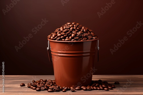 Fototapeta A bucket of coffee beans isolated natural background
