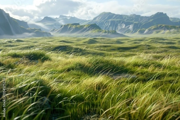 Fototapeta Sharp Image of Expansive Grasslands with Wide Open Spaces and Clear Skies
