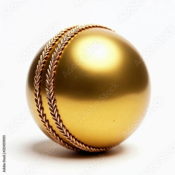 Obraz Golden cricket ball against a white background