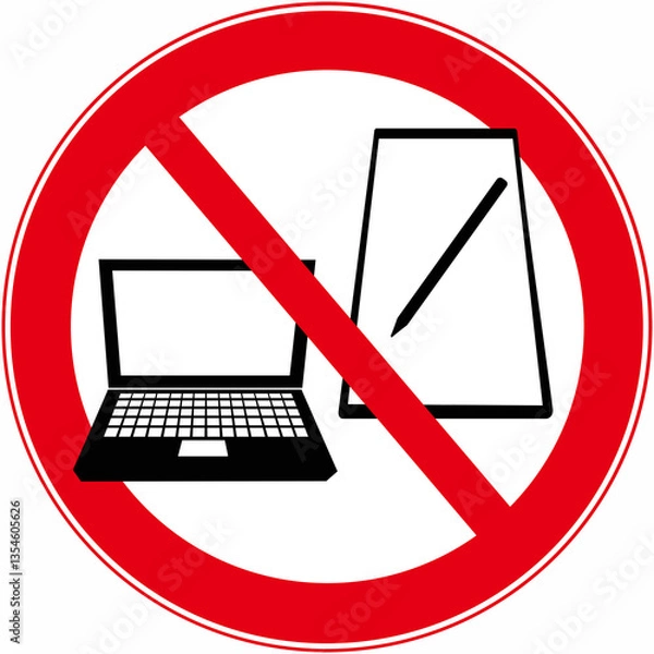Fototapeta sign that means : prohibited to use notebook computers, tablets or lap tops.
