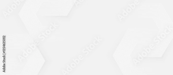 Obraz Minimal White Abstract Background with Subtle Hexagonal Line Pattern