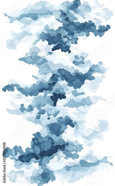 Fototapeta Abstract Smoke with Navy Colors on White Background