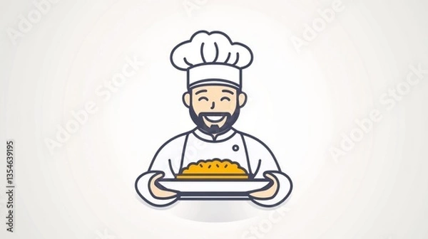 Fototapeta Chef Serving Dish Light Grey Background