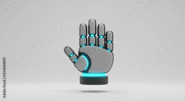 Obraz 
Simple 3D robot hand icon in emoji style, with minimal design and clean surface, symbolizing technology and friendly AI