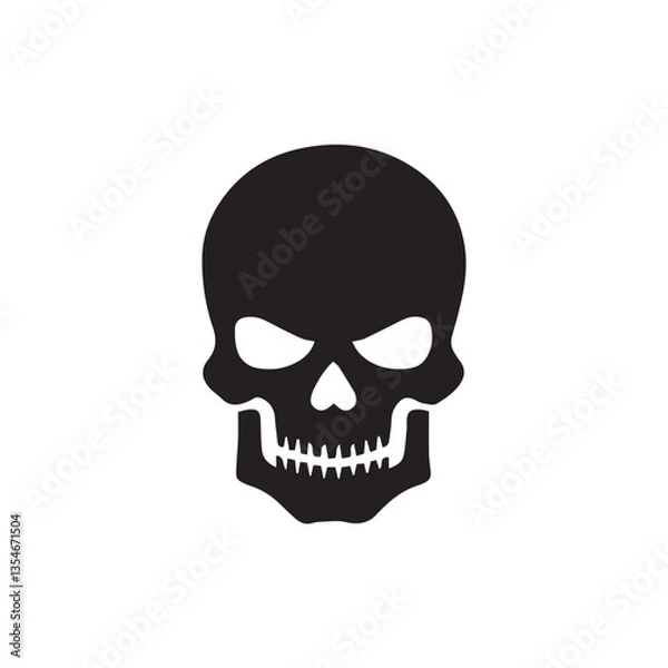 Fototapeta human skull isolated on white with editable strokes and shape