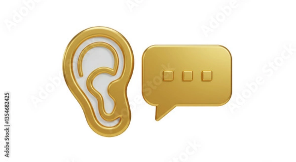 Obraz Isolated Ear and Speech Bubble, Listening and Communication