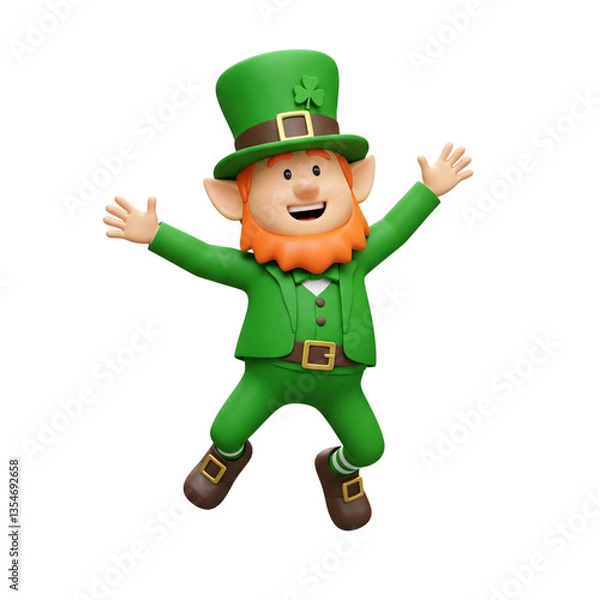 Fototapeta Variety of Cheerful 3D Jumping St. Patrick's Day Leperchaun Characters Isolated