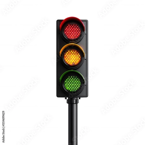 Fototapeta Traffic signal operation city intersection image urban environment close-up view traffic management concept on transparent background