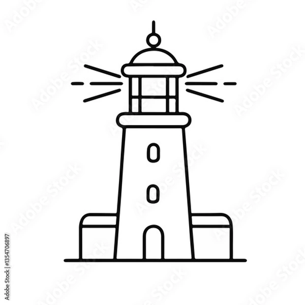 Fototapeta Lighthouse icon illustrating guidance and safety in minimalistic style  