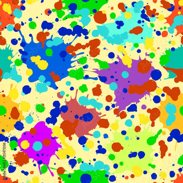 Obraz Vector seamless pattern, tile with inc splash, blots, smudge and brush strokes. Grunge endless template for web background, prints, wallpaper, surface, wrapping, repeat elements for design.