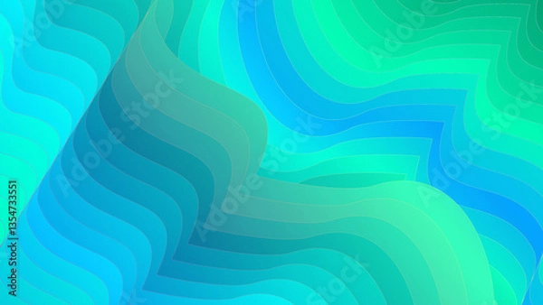 Obraz abstract blue and green fantasy style background with waves