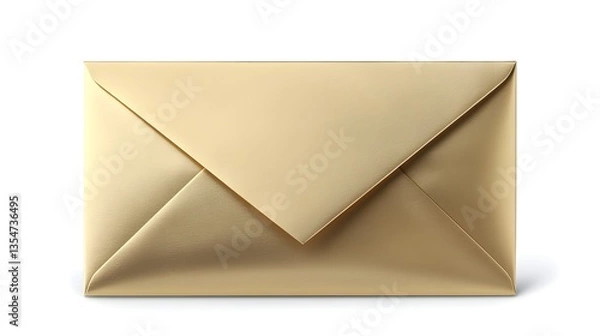 Fototapeta Elegant Golden Envelope on a White Background for Invitations