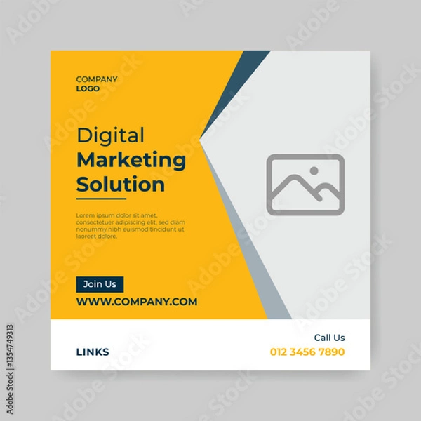 Fototapeta Digital marketing social media post template. Banner for digital business marketing on social media Facebook Instagram. Marketing solution post web.