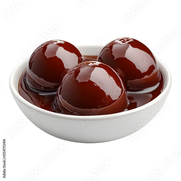 Fototapeta Bowl of Chocolate Covered Cherries Isolated on Transparent Background