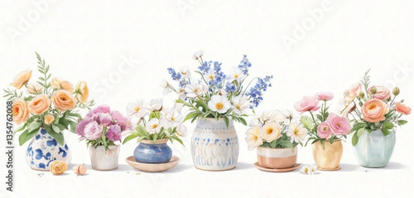 Obraz spring flowers in pots