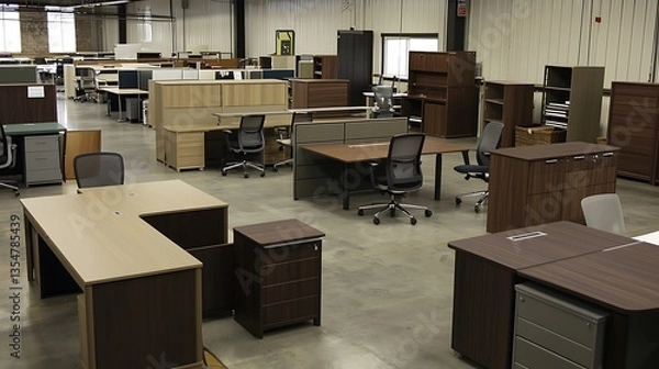 Fototapeta Large room with many desks and chairs