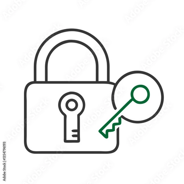 Fototapeta Padlock with key icon for data security and access control