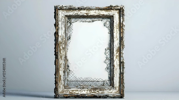 Fototapeta Antique, weathered picture frame with a broken center