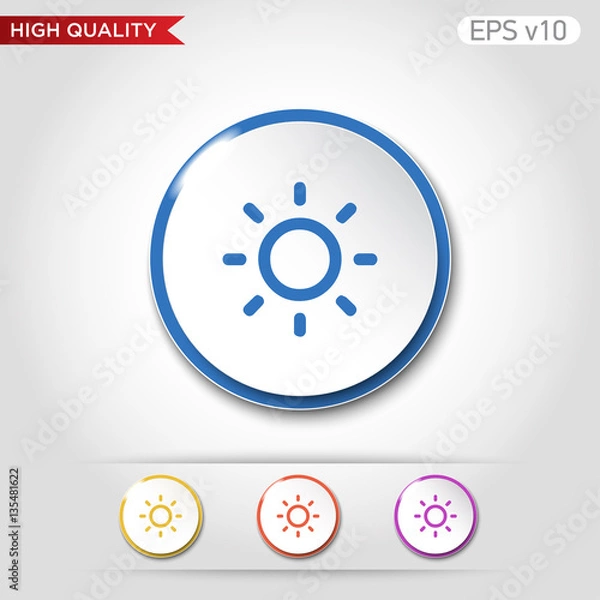 Fototapeta Colored icon or button of sun symbol with background