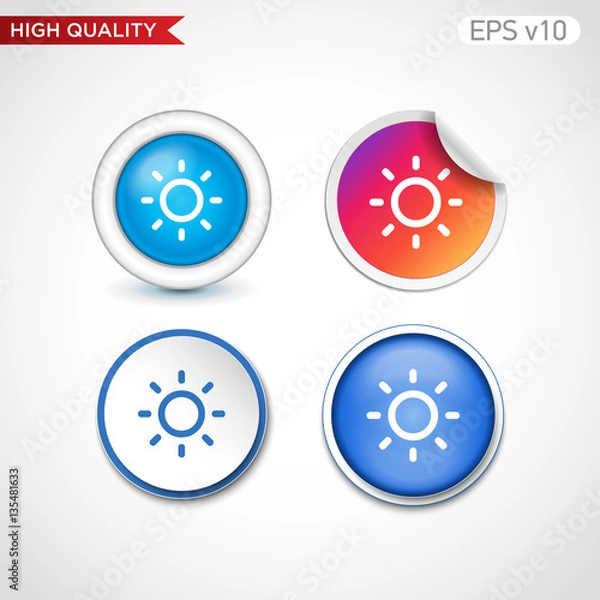 Fototapeta Colored icon or button of sun symbol with background