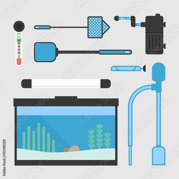 Obraz Aquarium supplies set