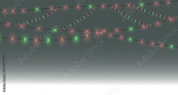 Fototapeta Garland of Lights. Decorative lights. Fairy lights chain. Wall decoration for party. Led bulb lamp string. Vector. PNG