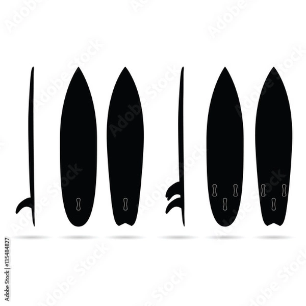 Fototapeta surfboard set in black color design illustration