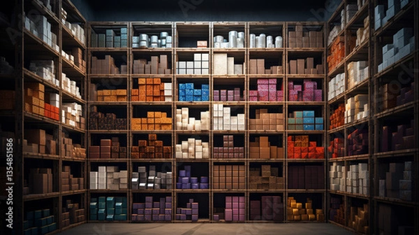 Obraz Boxes kept on shelves in the warehouse Hypnotic