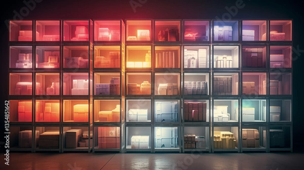 Obraz Boxes kept on shelves in the warehouse Hypnotic