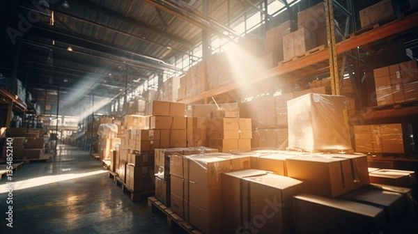 Obraz Boxes kept on shelves in the warehouse Hypnotic