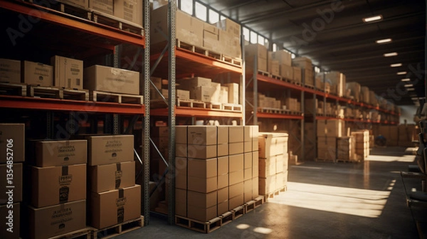 Obraz Boxes kept on shelves in the warehouse Hypnotic